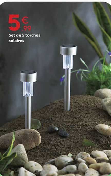 set de 5 torches solaires