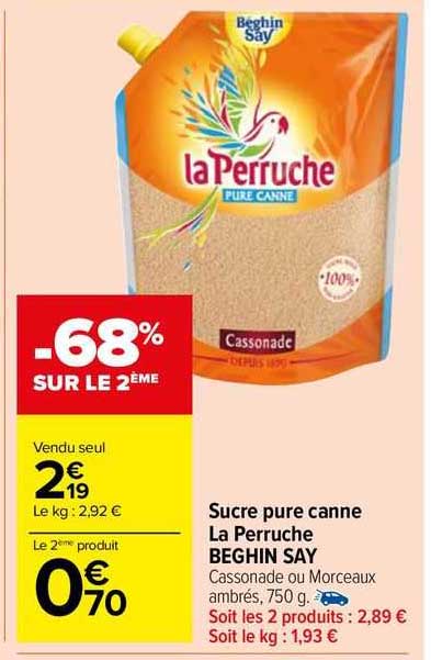 sucre pur canne la perruche beghin say