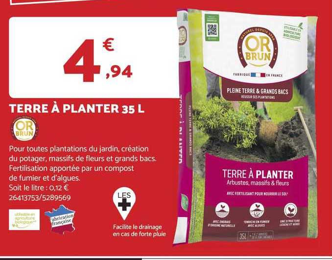 terre à planter 35 l or brun