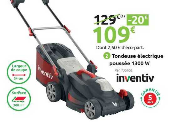 tondeuse électrique poussée 1300 w inventiv