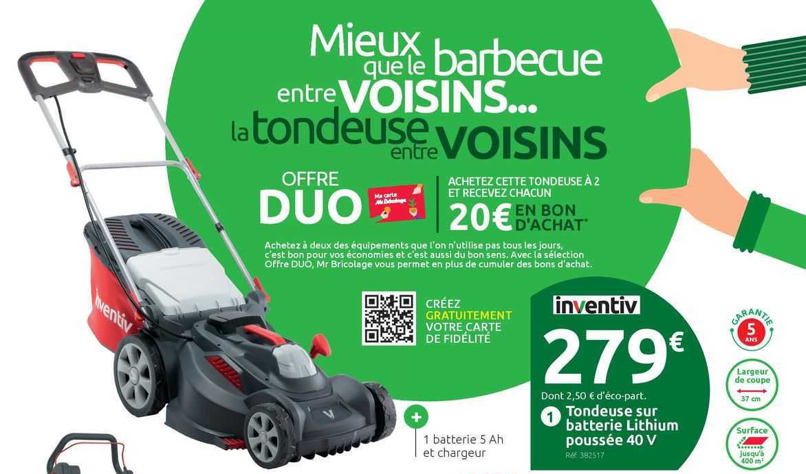 tondeuse sur batterie lithium poussée 40 v inventiv