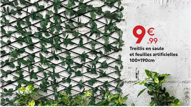 treillis en saule et feuilles artificielles 100 x 190 cm