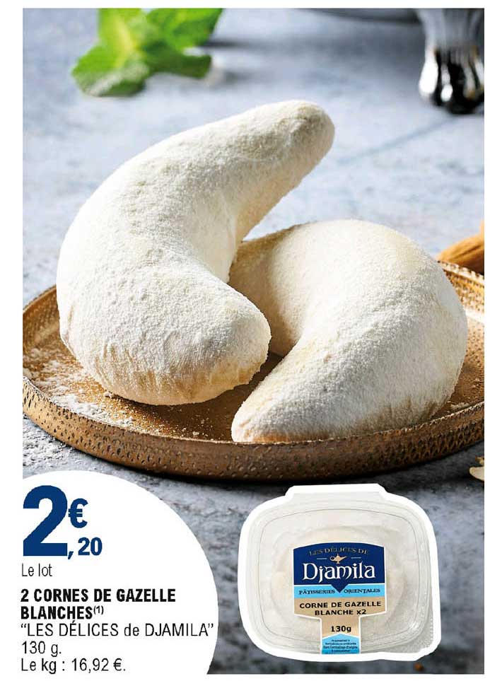 2 cornes de gazelle blanches "les délices de djamila"