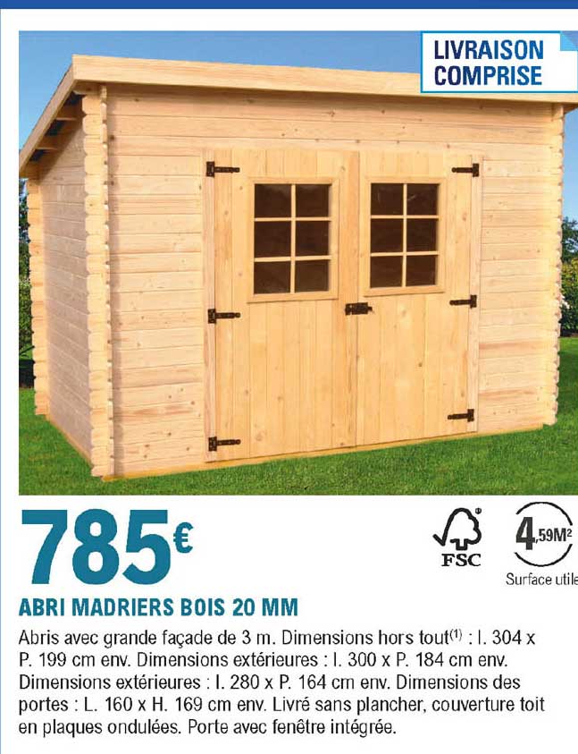 abri madriers bois 20 mm