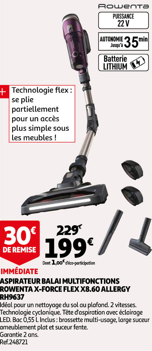 aspirateur balai multifonctions rowenta x-force flex x8.60 allergy rh9637