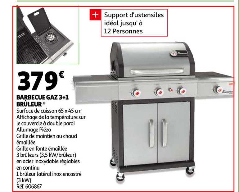 barbecue gaz 3+1 brûleur