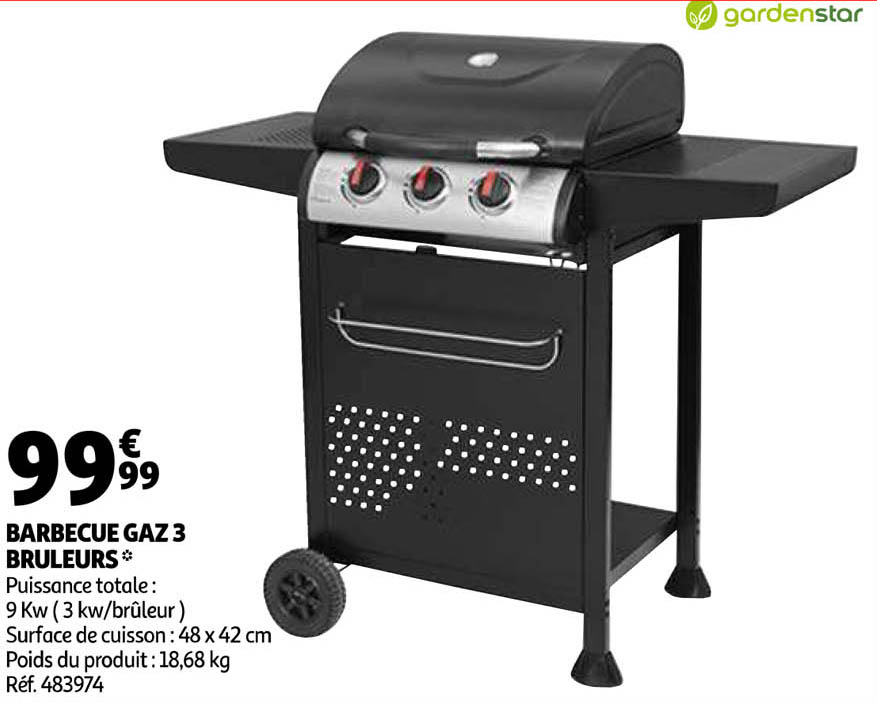 barbecue gaz 3 bruleurs gardenstar