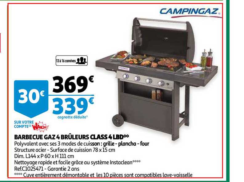 barbecue gaz 4 brûleurs class 4 lbd campingaz