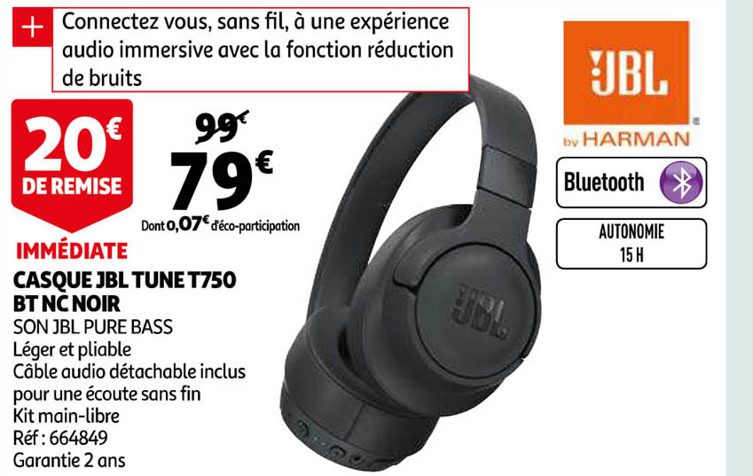 Casque Jbl Tune T750 Bt Nc Noir