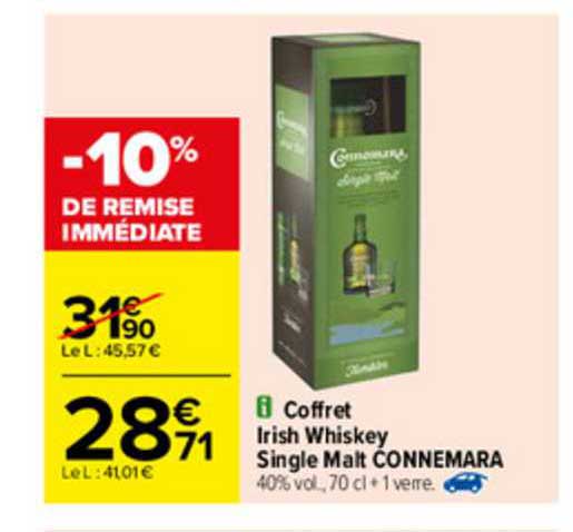 coffret irish whisky single malt connemara -10% de remise immédiate