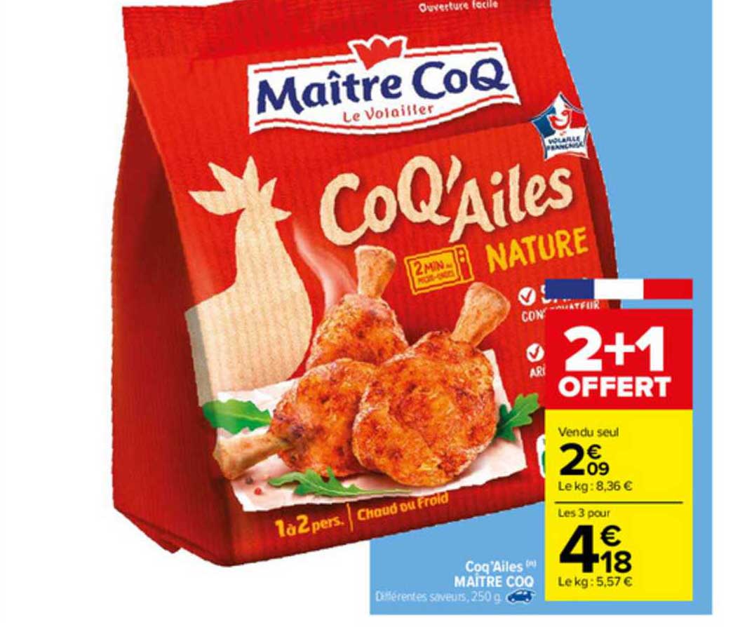 Coq'ailes Maître Coq 2+1 Offert