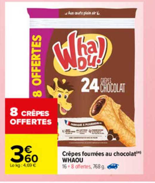 crêpes fourrées au chocolat whaou 8 crêpes offertes