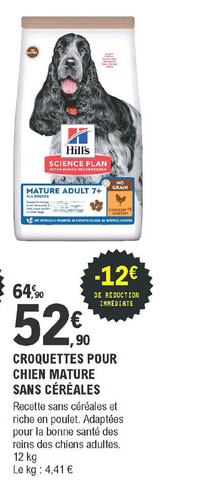 croquettes pour chien mature sans céréales