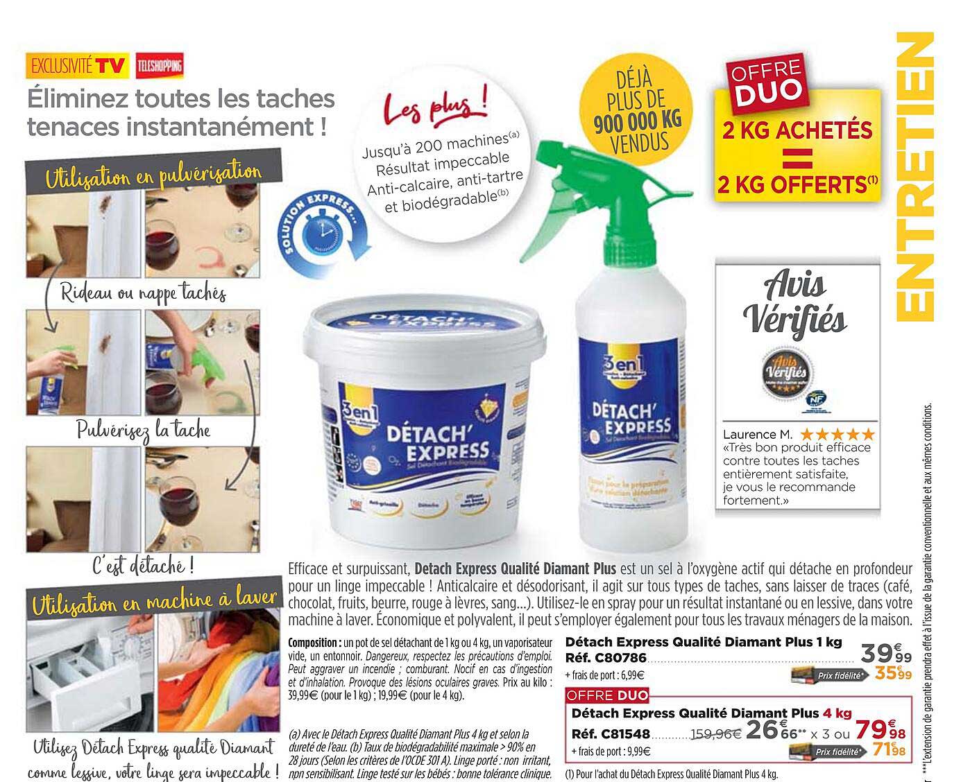 Détach Express Qualité Diamant Plus 2 Kg , Détach Express Qualité Diamant Plus