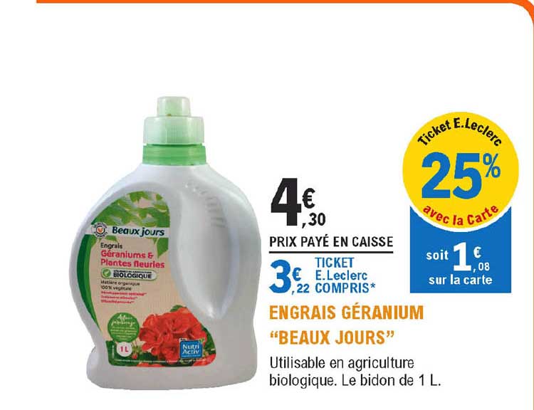 engrais géranium "beaux jours"