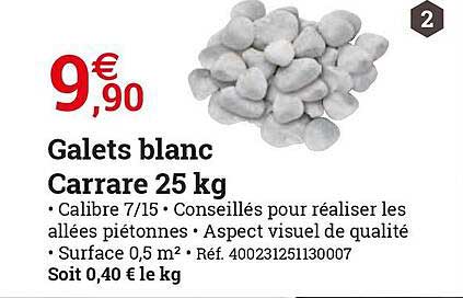 galets blanc carrare 25 kg