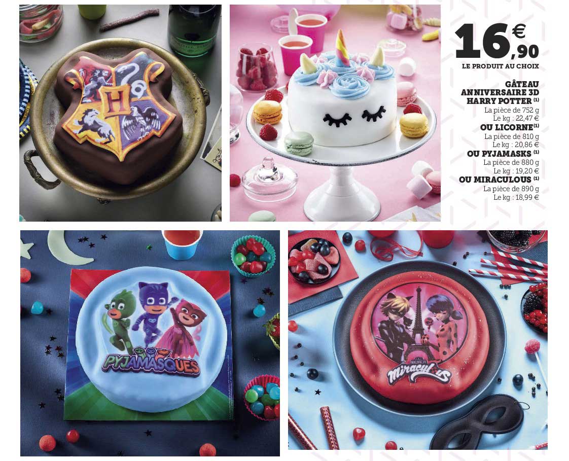 gâteau anniversaire 3d harry potter, ou licorne ou pijamasks ou miraculous