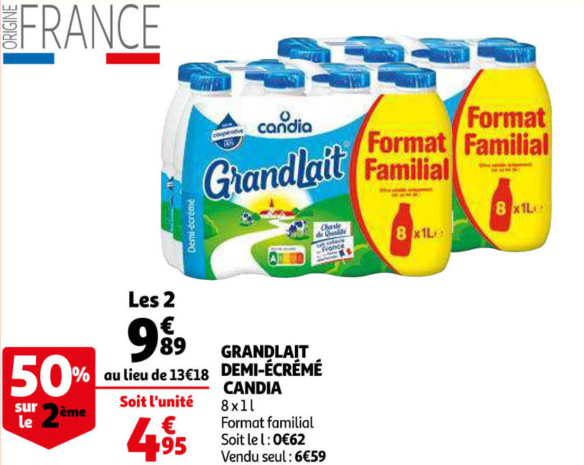 grandlait demi-écrémé candia