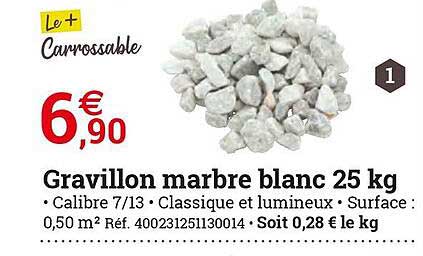 gravillon marbré blanc 25 kg