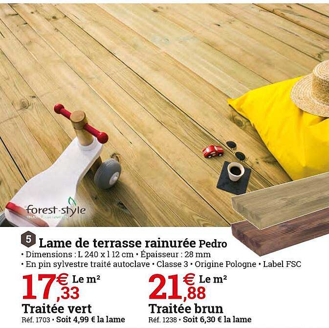 lame de terrasse rainurée pedro