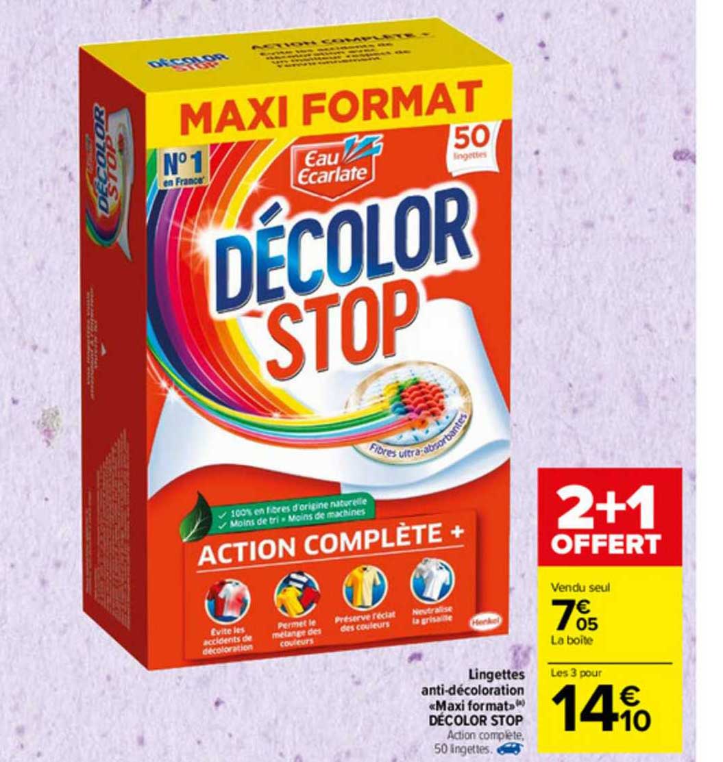lingettes anti-décoloration «maxi format» décolor stop 2+1 offert