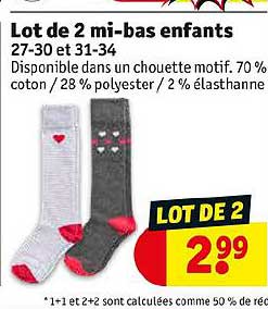 lot de 2 mi-bas enfants