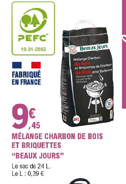 mélange charbon de bois et briquettes "beaux jours"