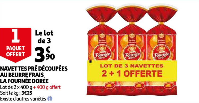navettes pré découpées au beurre frais la fournée dorée