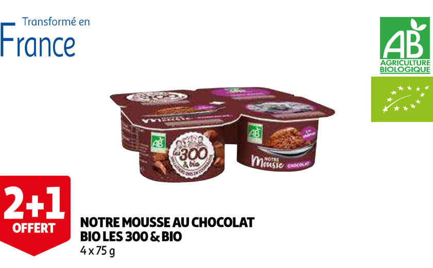 notre mousse au chocolat bio les 300 & bio