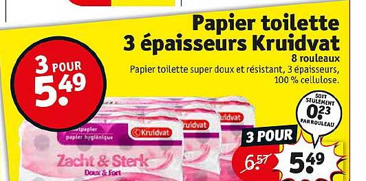 papier toilette 3 épaisseurs kruidvat