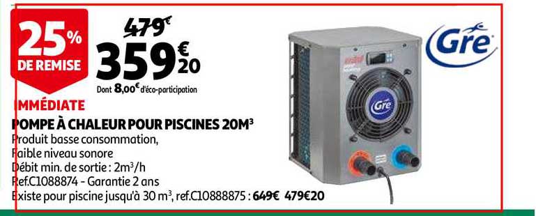 pompe à chaleur pour piscines 20m3