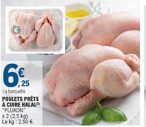 poulets prêts à cuire halal "plukon"