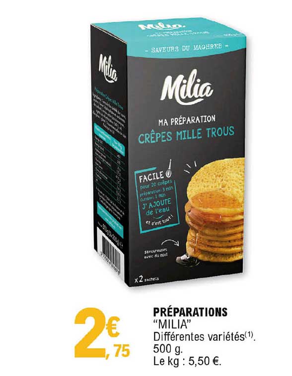 préparations "milia"