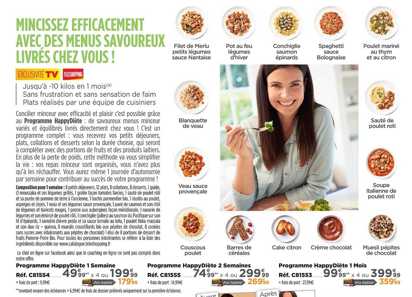 programme happydiète 1 semaine, 2 semaines, 1 mois