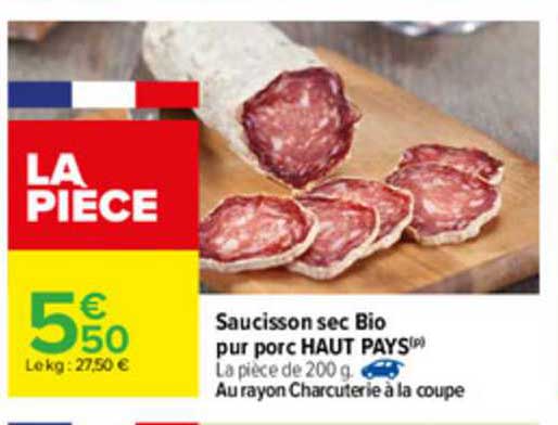 Saucisson Sec Bio Pur Porc Haut Pays