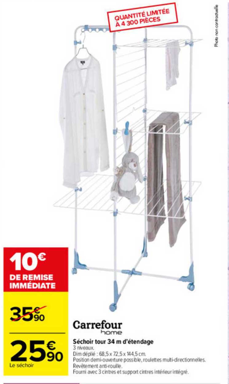 séchoir tour 34 cm d'étendage carrefour home