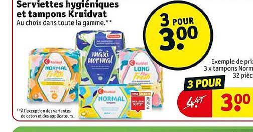 serviettes hygiéniques et tampons kruidvat