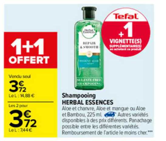 shampooing herbal essences 1+1 offert