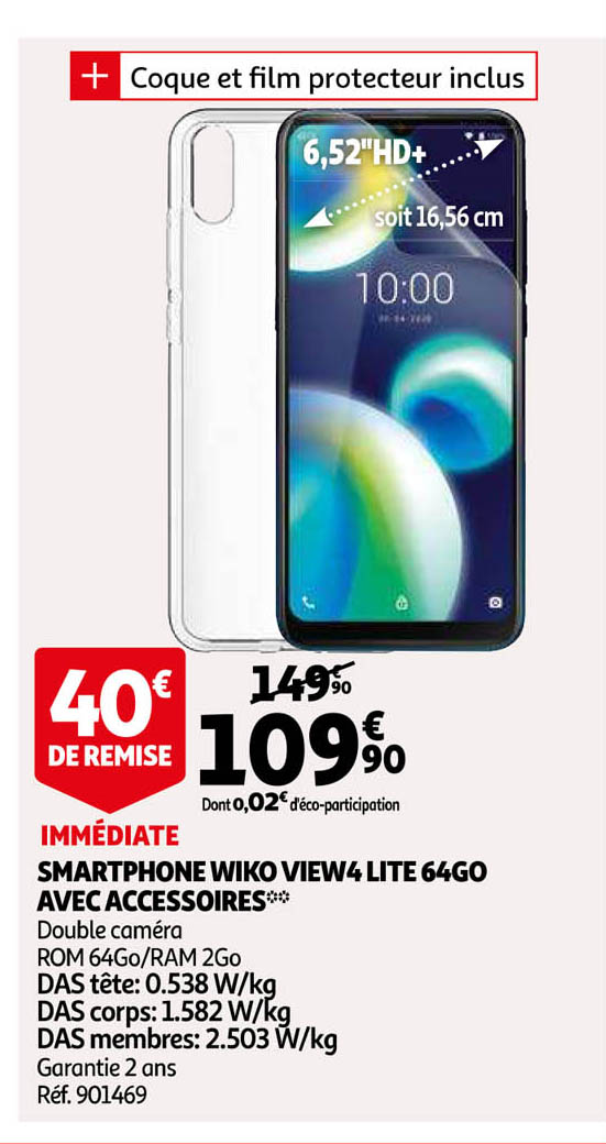 Smartphone Wiko View4lite 64go Avec Accessoires