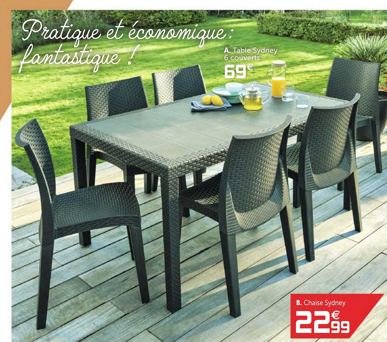 Table Sydney 6 Couverts, Chaise Sydney