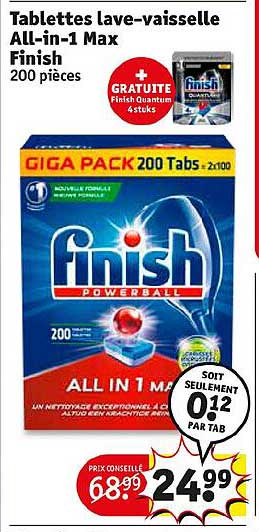 tablettes lave-vaisselle all-in-1 max finish