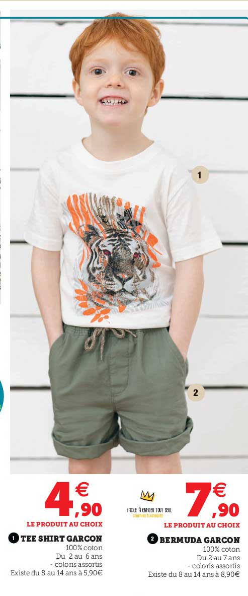 tee-shirt garçon, bermuda garçon