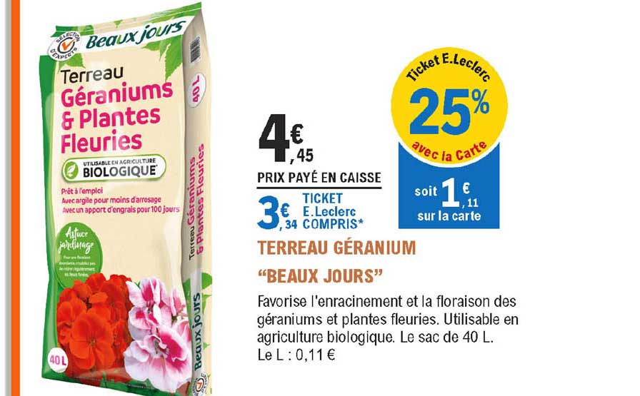 terreau géranium "beaux jours"