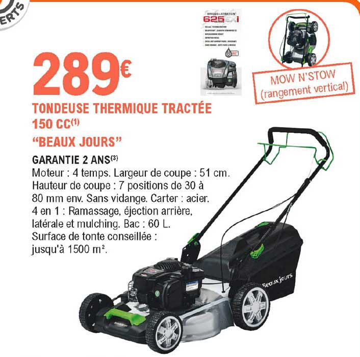 tondeuse thermique tractée 150 cc "beaux jours"