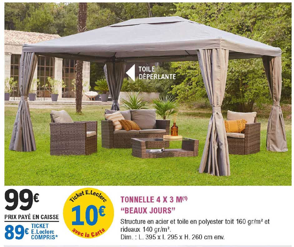 tonnelle 4  x 3 m "beaux jours"