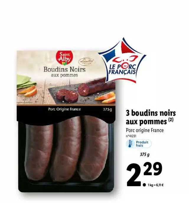 3 boudins noirs aux pommes saint alby