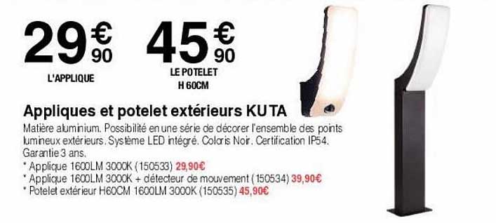 appliques et potelet extérieurs kuta