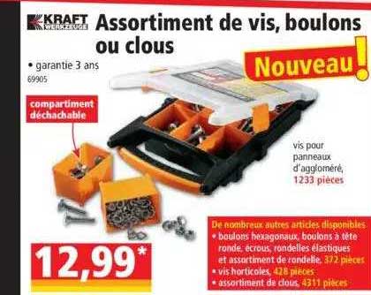 assortiment de vis, boulons ou clos kraft werkzeuge