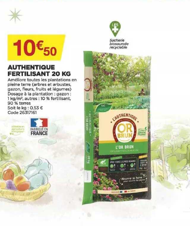 authentique fertilisant 20 kg or brun