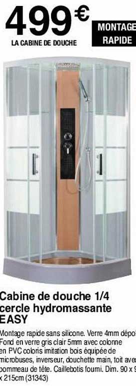 cabine de douche 1-4 cercle hydromassante easy